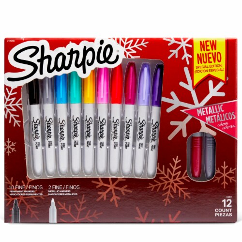 Sharpie Metallic Permanent Markers, Fine Point, Silver, 12 Count