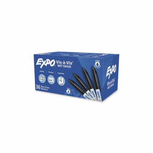 Vis-a-Vis Wet Erase Marker, Fine Bullet Tip, Black, 36/Pack