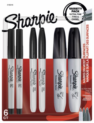 Sharpie® Fine Point & Chisel Tip Black Permanent Markers Variety Pack Perspective: front