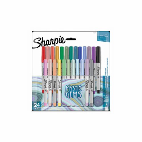 Sharpie Mystic Gems Markers, Ultra-Fine Needle Tip, Assorted, 24/Pack