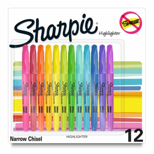 Sharpie Pocket Highlighters, Assorted, Pack of 12 Perspective: front