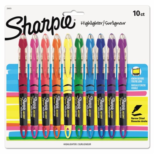 Sharpie Accent Liquid Pen Style Highlighter Chisel Tip Assorted 10/Set 24415PP Perspective: front