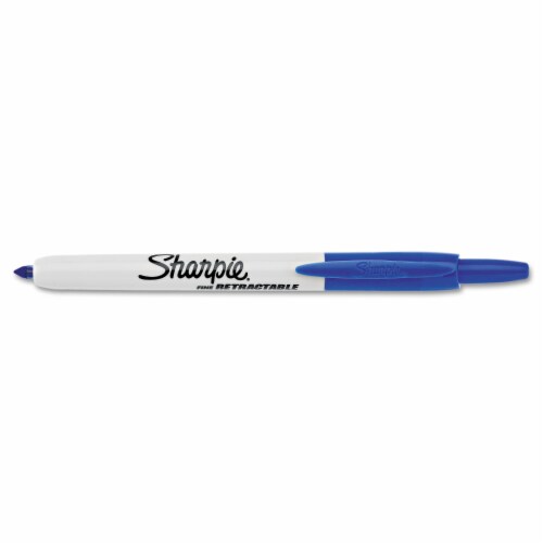 Retractable Permanent Marker, Fine Bullet Tip, Blue