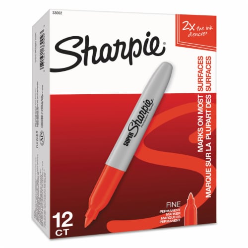 Sharpie Super Permanent Markers Fine Point Red Dozen