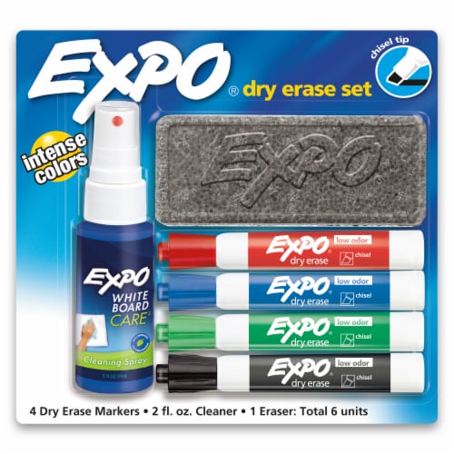 Expo Low Odor Dry Erase Marker Set with White Board Eraser and