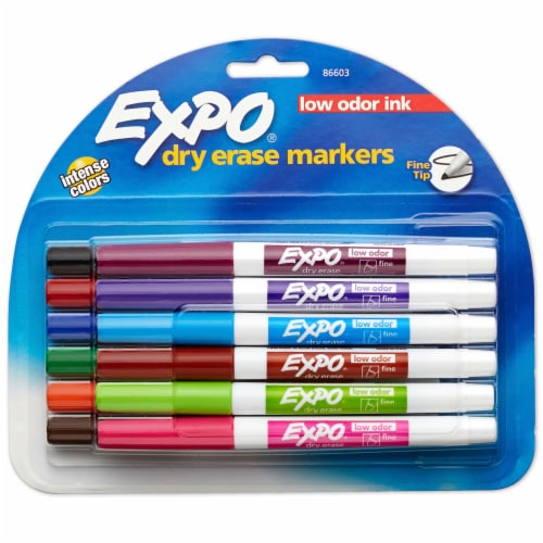 Expo® Low Odor Fine Tip Dry Erase Markers - Assorted Colors Perspective: front