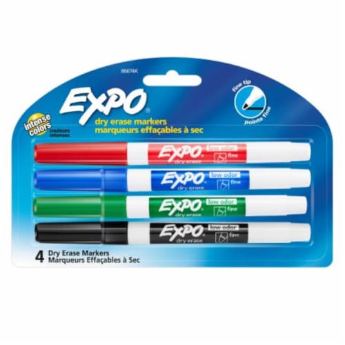 Expo Low-Odor Dry-Erase Marker Ultra Fine Point Assorted 4/Pack