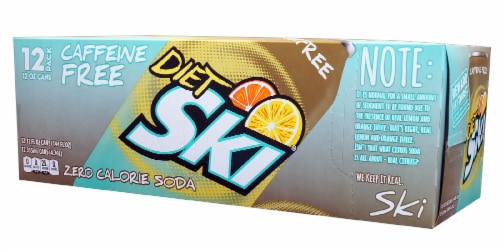 Ski Caffeine Free Diet Soda Cans Perspective: front