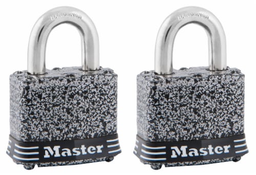 Master Lock Rustoleum Laminiated Padlock Set - Gray/Black/Silver Perspective: front