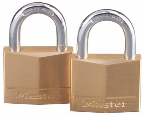 Master Lock 1-1/4 in. H x 5/16 in. W x 1-9/16 in. L Brass 4-Pin Tumbler Padlock Perspective: front