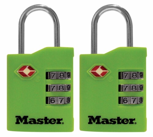 Master Lock® Vinyl Covered Steel 3-Dial Combination Locks Perspective: front