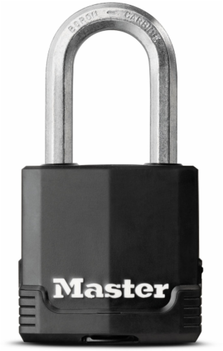 Master Lock Magnum® Covered Laminated Black & Silver Steel Lock Perspective: front