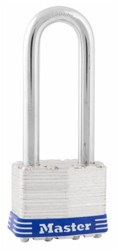 Master Lock Case Laminated Steel Silver Keyed Padlock Perspective: front