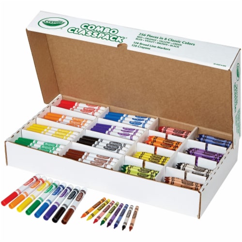 Crayola Crayons and Markers Combo Classpack, Eight Colors, 256-set