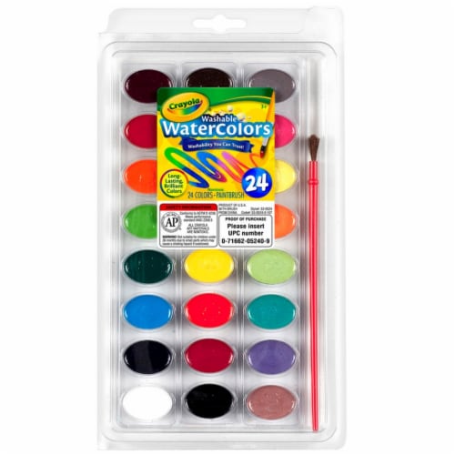 Complete Set of 30 Paint Brushes Bundle with 6 Crayola Washable Kids Paint