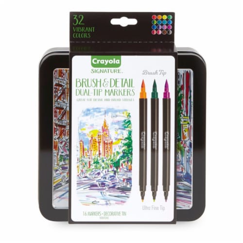 Crayola Signature Brush and Detail Dual-Tip Markers, 16 pk - Food 4 Less