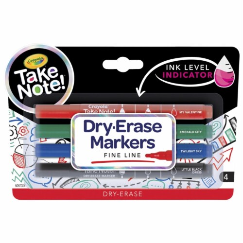 Crayola  Take Note Dry Erase Markers with Bullet Tip&#44; Assorted Color - Set of 4 Perspective: front