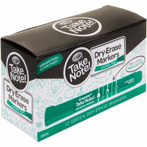 Crayola CYO586548 Take NoteDry Erase Markers - Green - Pack of 12 Perspective: front