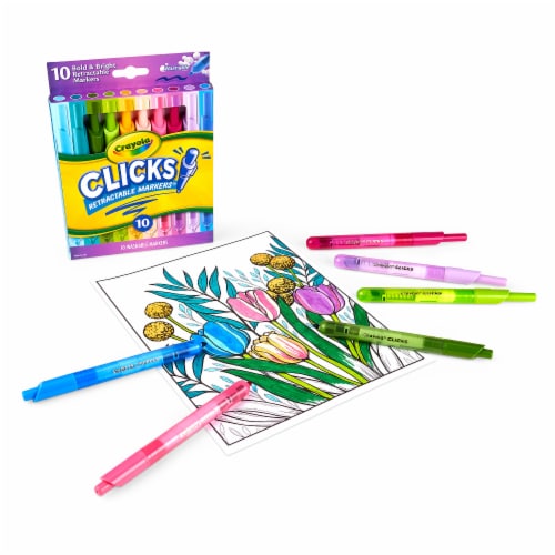 Crayola® Washable CLICKS Retractable Markers, Bold/Bright Colors, 10 Count Perspective: front