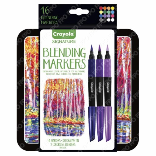 Crayola Signature Blending Markers W/Tin-Assorted Colors 14/Pkg Perspective: front