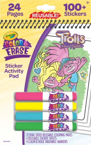 Crayola® Trolls Color & Erase Sticker Activity Pad Perspective: front