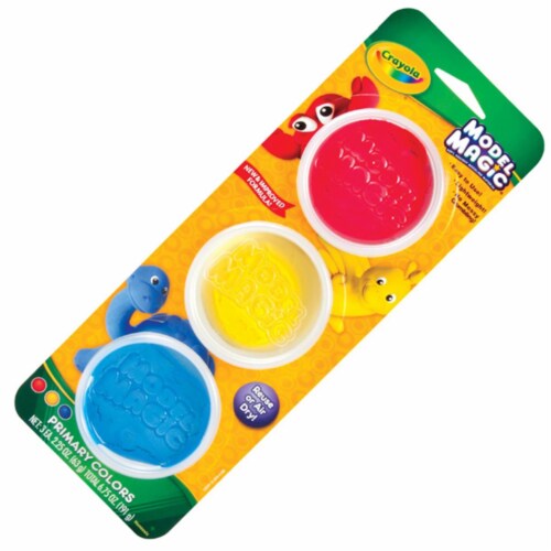 Crayola 23-6018 2.25Oz. Model Magic Reusable Tubs Primary Color - 3 Color Set Perspective: front