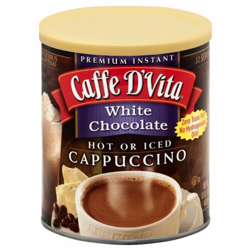 Caffe DVita F-DV-1C-06-WHCH-NU White Chocolate Cappuccino 6 1lb canisters Perspective: front