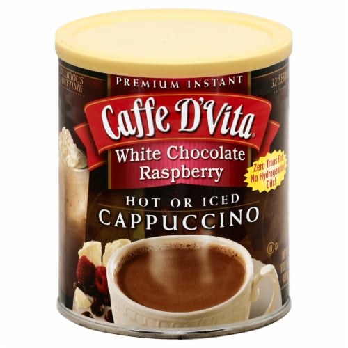 Caffe DVita F-DV-1C-06-RASB-21 Raspberry White Chocolate Cappuccino 6 1lb canisters Perspective: front
