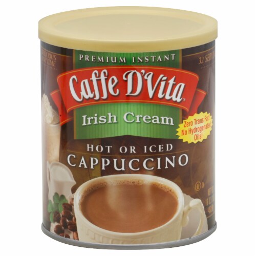 Caffe DVita F-DV-1C-06-IRIS-21 Irish Cream Cappuccino 6 1lb canisters Perspective: front