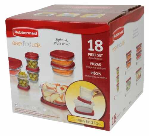 Rubbermaid Easy Find Lids Food Storage Set - Racer Red/Clear, 18