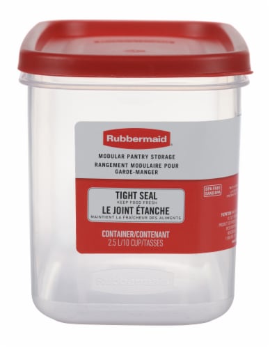 Rubbermaid Easy Find Lids Food Storage Container, Large with Red Lid, 2.5  Gallon