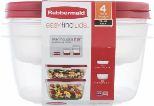 Rubbermaid® EasyFindLids™ Food Storage Container, 4-Piece Set, Red Perspective: front