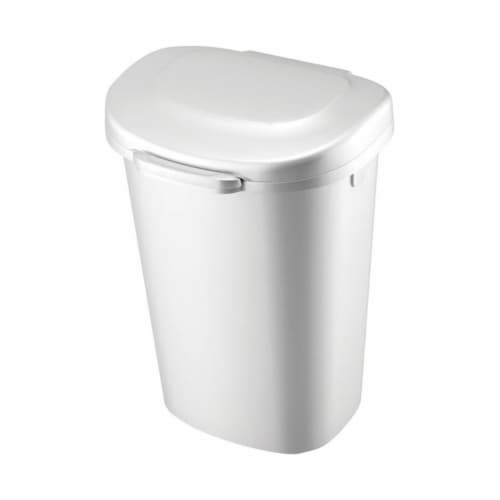 Rubbermaid 6303168 13 gal Touch Top Wastebasket, White - Case of 4 Perspective: front