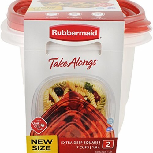 Rubbermaid TakeAlongs Containers + Lids, Deep Square - 2 containers + lids