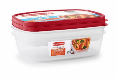 Rubbermaid Easy Find Lids Food Storage Container, Large with Red