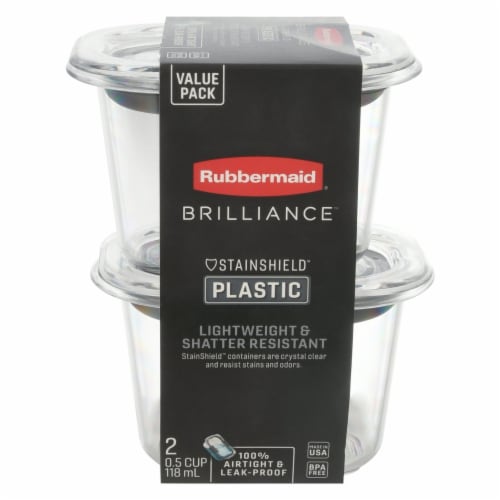 Rubbermaid® Brilliance™ Stainshield Plastic Containers - 2 Pack Perspective: front