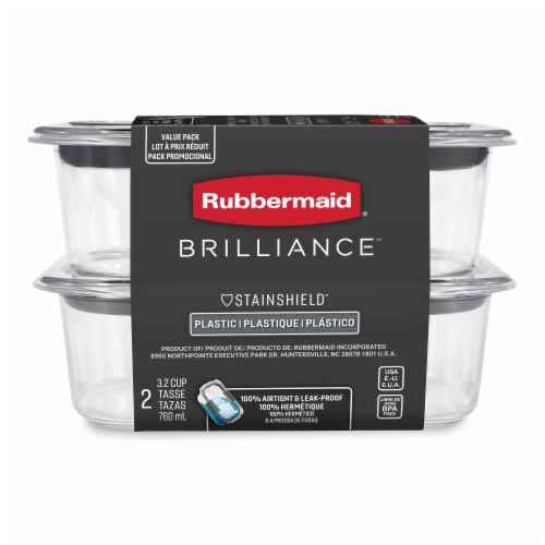 Rubbermaid® Brilliance™ 3.2-Cup Medium Food Storage Containers - Clear Perspective: front