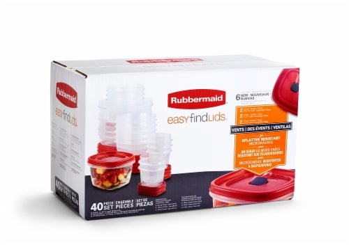 Rubbermaid Easy Find Containers with Lids - Clear/Red, 40 pc - Fred Meyer