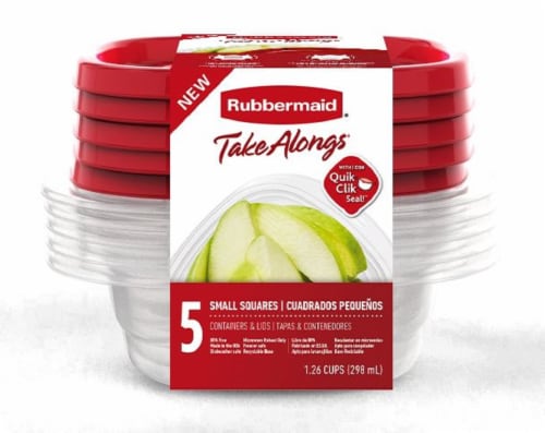Rubbermaid® Take Alongs 5 Pack Square Containers & Lids Perspective: front