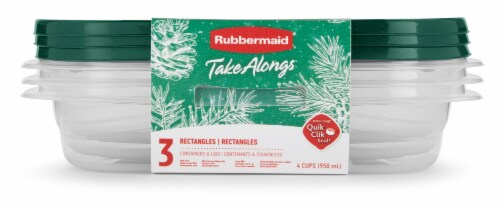Rubbermaid Take Alongs Rectangular Food Storage Containers - 3 Pack - Clear/Pine Perspective: front