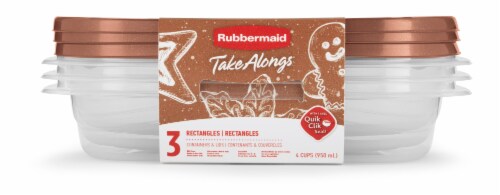 Rubbermaid Take Alongs Rectangular Food Storage Containers - 3 Pack - Clear/Brown Perspective: front