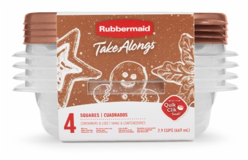 Rubbermaid® Take Alongs Square Holiday Food Storage Containers - Clear/Brown Perspective: front