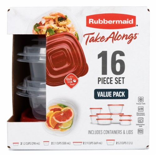 Rubbermaid TakeAlongs Snacking Food Storage Containers, 1.2 Cup, Colors may  vary