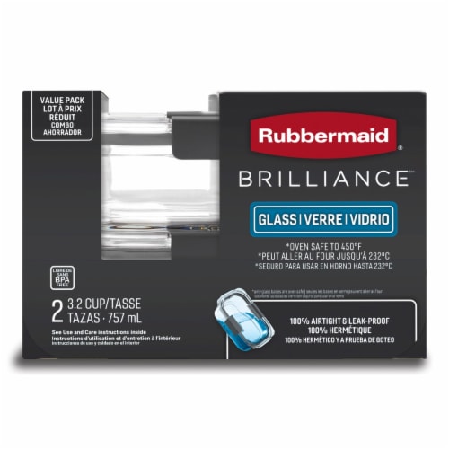 Rubbermaid Brilliance Glass Storage 3.2-Cup Food Containers with Lids, BPA  Free and Leak Proof, Medium, Clear, Pack of 4