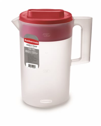 Rubbermaid Simply Pour Pitcher - Clear/Red, 1 gal - Gerbes Super