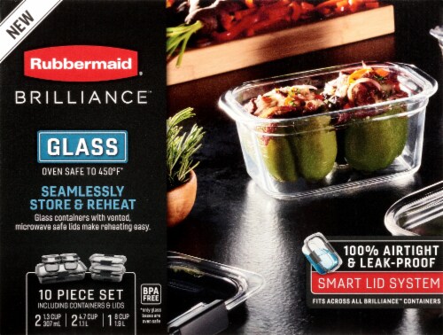 Rubbermaid Brilliance® 10-Piece Set, Leak-Proof and Clear Food Storage  Containers