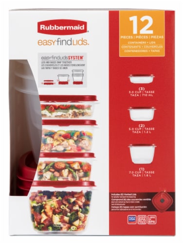 Rubbermaid Easy Find Lids Food Storage Containers, Racer Red, 6-Piece Set