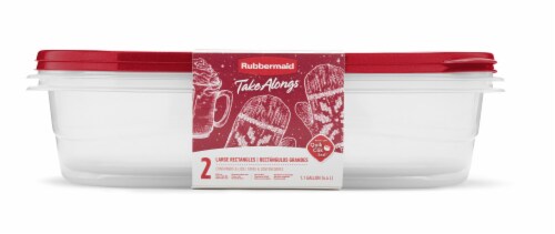 Rubbermaid TakeAlongs, 1 Gallon, 2 Packs, Red, Large Rectangular Plastic Food  Storage Containers 