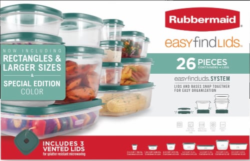Rubbermaid® easyfindlids™ w / 3 Vented Lids 26 Pc Perspective: front