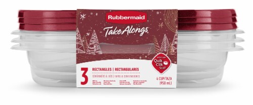 Rubbermaid Takealongs Christmas 2 Large Rectangles Containers Dk Red 1.1  Gallon